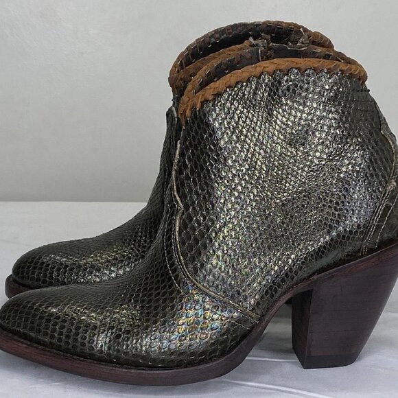 Allens Women’s Kyra Olive Exotic High Heel Ankle Boots – Size 6B – Almond Toe - Picture 9 of 11